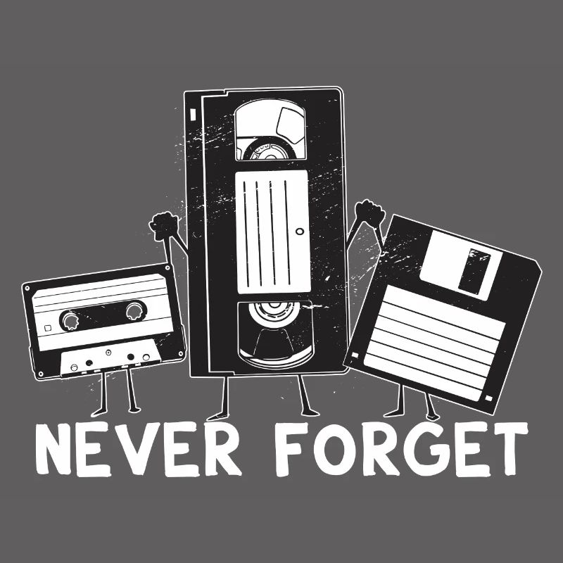 Never Forget Media Cassettes, VHS, and Floppy disk