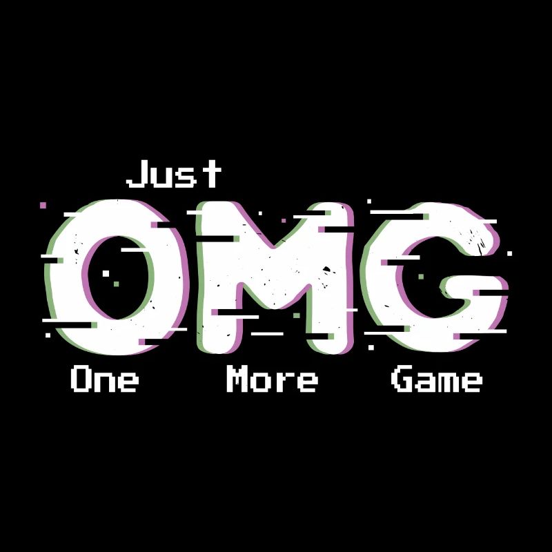 OMG One More Game Pixelated Arcade Acronym