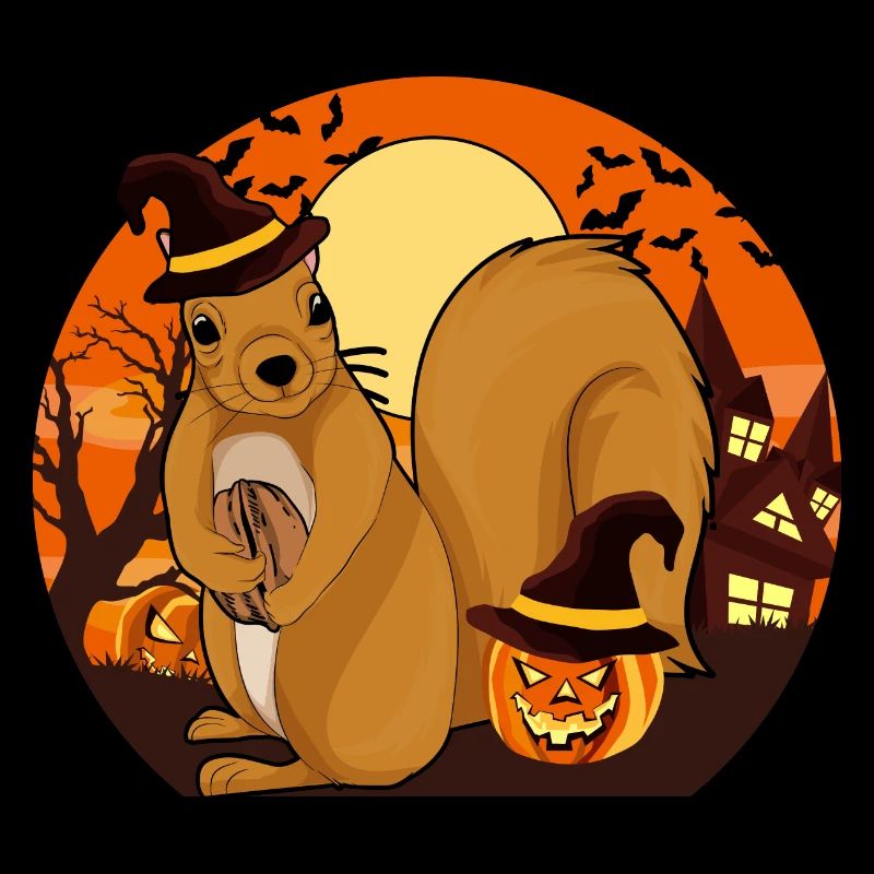 Hexen Wald Tier Geschenk Halloween Eichhörnchen