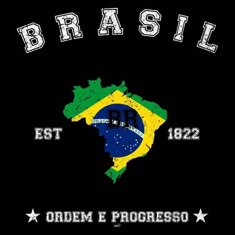 Brasil vintage flag-map