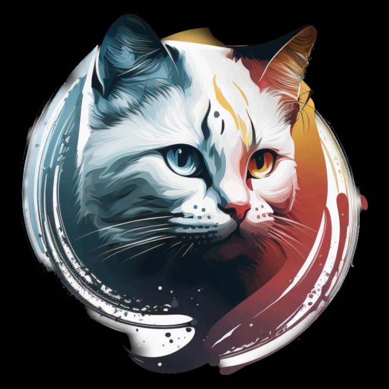Chat blanc contraste chaleur froide