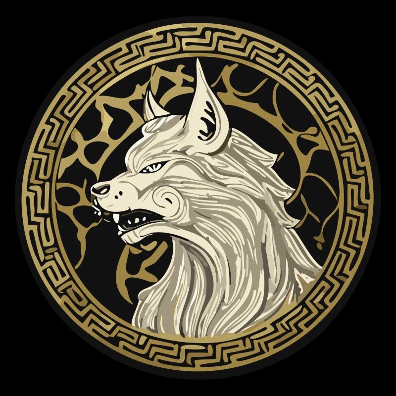 Valhalla Wolf Wolves Odin's Runes Norse Compass