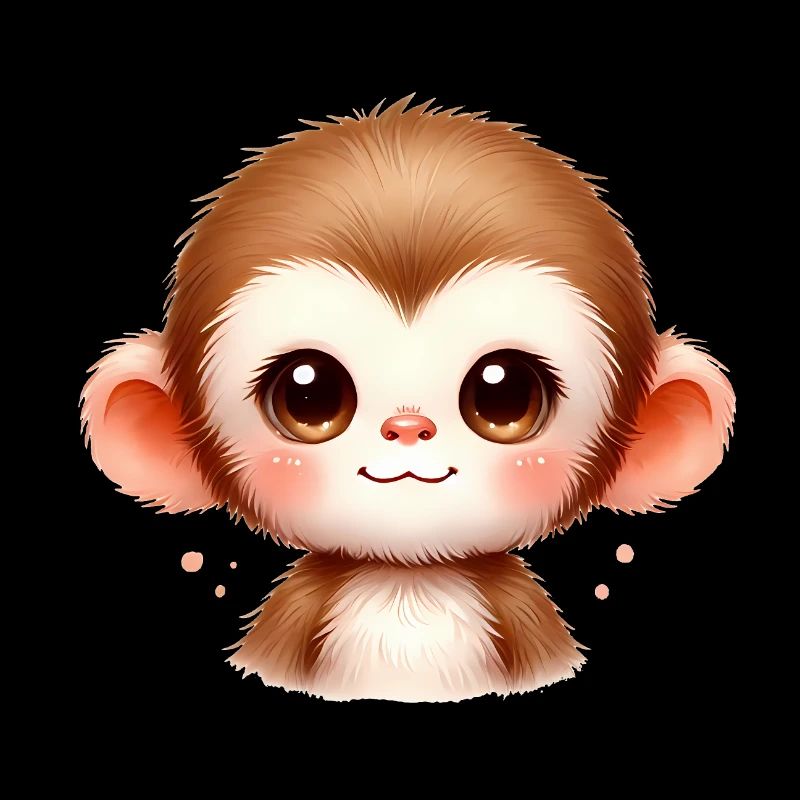 Mignon bébé singe aquarelle Art