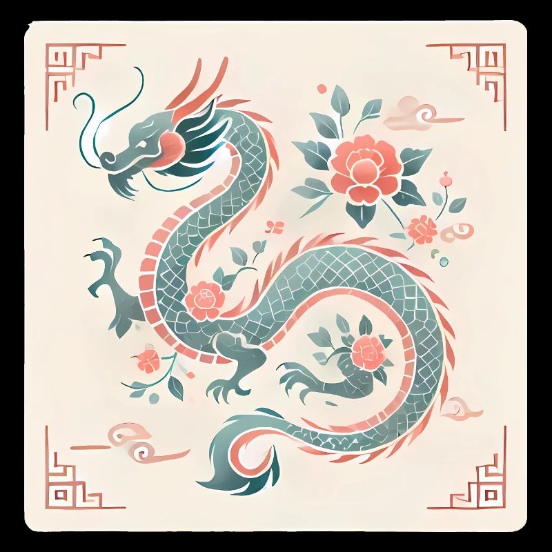 Design élégant de dragon floral chinois