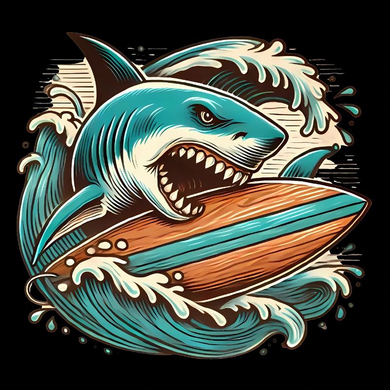 Aventure de surf de requin féroce