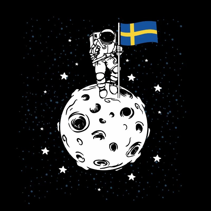 Astronaut with Swedish flag on the moon