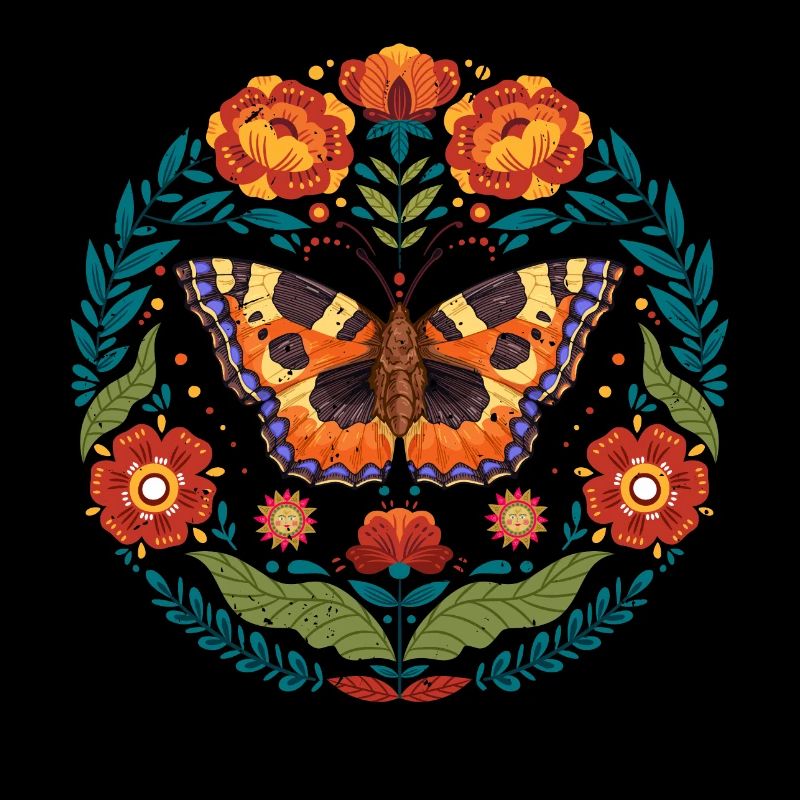 Scandinavian Folk Art Moth, Celestial Luna
