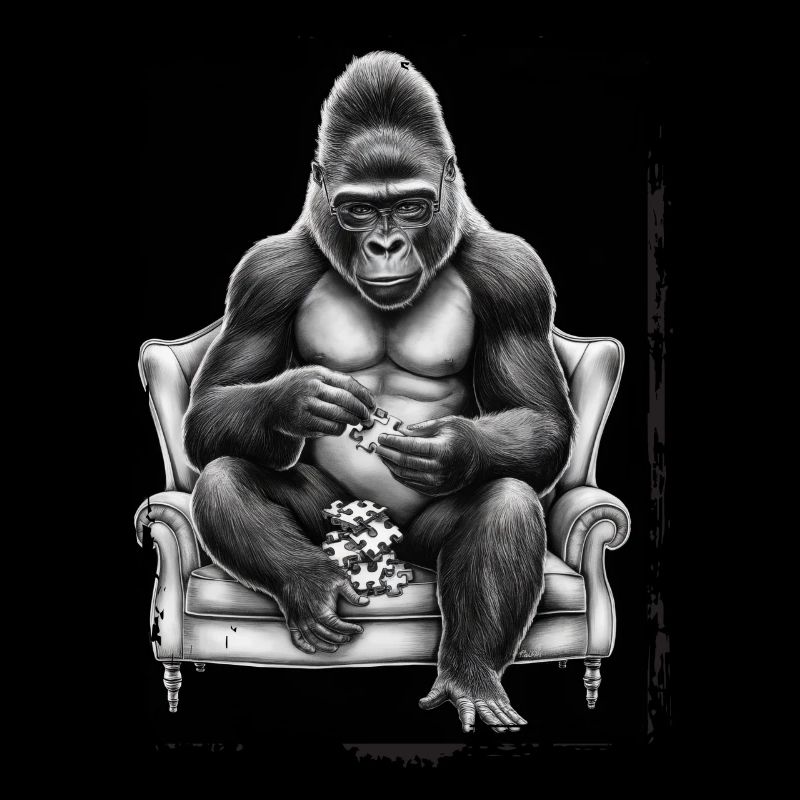 Gorilla spielt Puzzle Geschenk