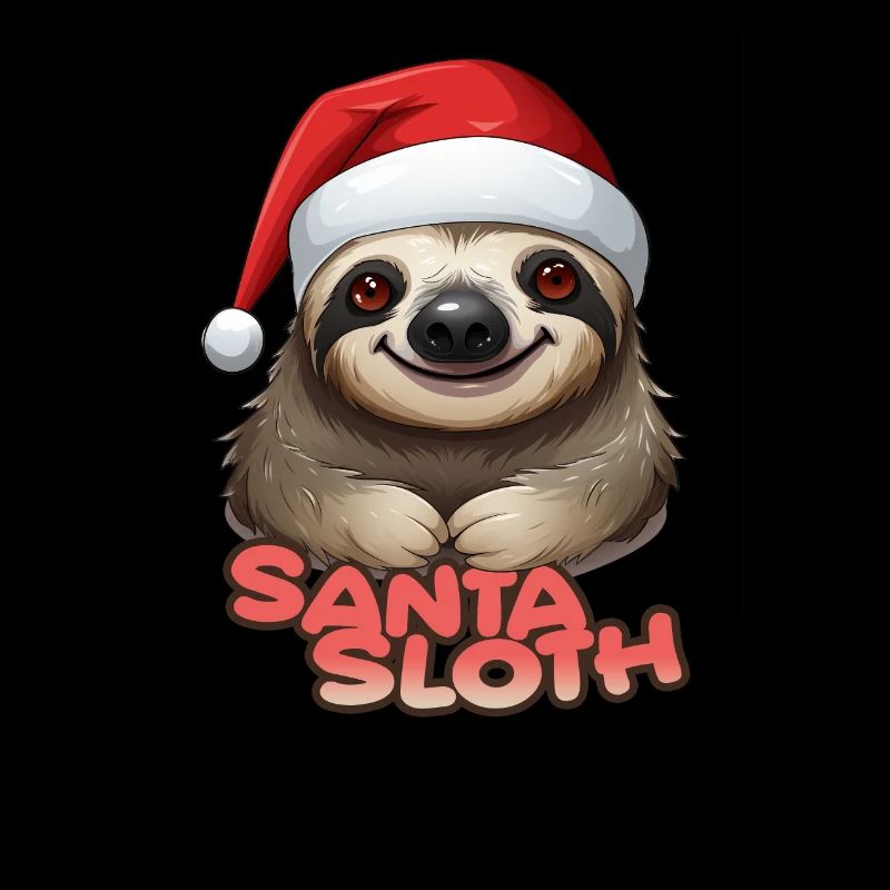 Santa Sloth funny Sloth with Christmas Hat