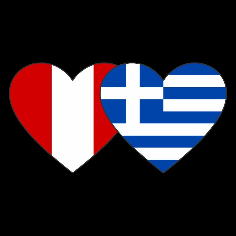 Pérou Grèce Drapeau du cœur