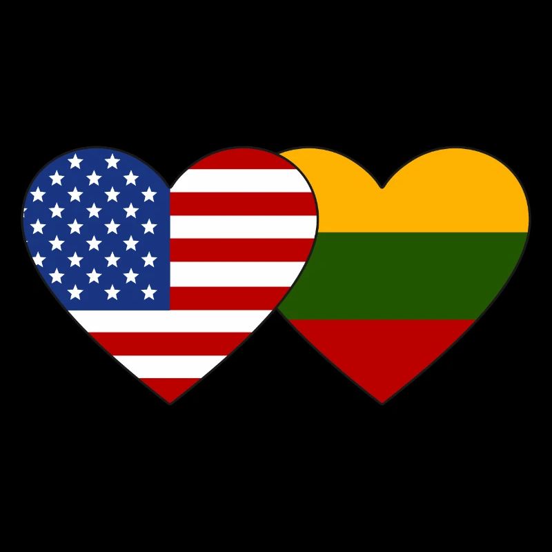 USA Lithuania Flag Heart