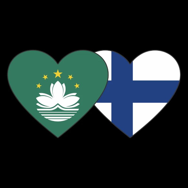 Cœur de drapeau de Macao Finlande