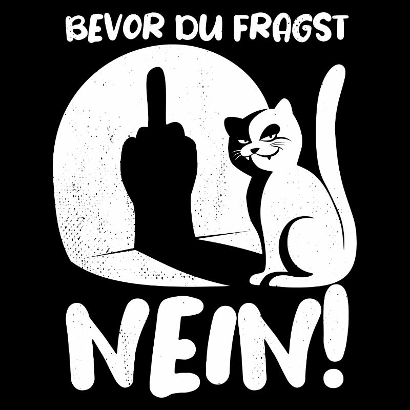 Bevor du fragst NEIN! - Katze Mittelfinger Spruch