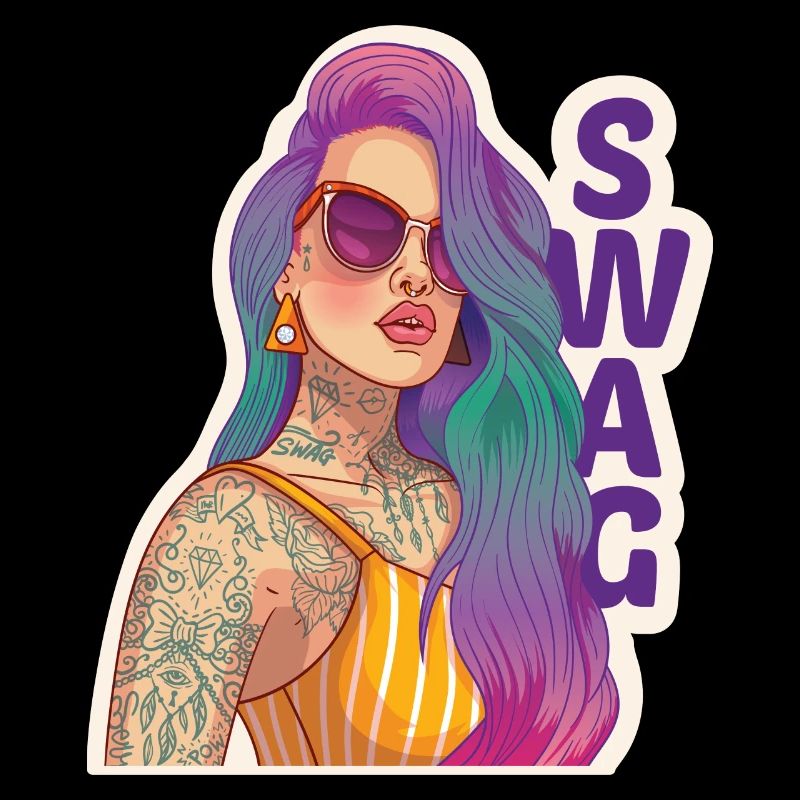 Swag Mädchen mit Piercing und Tattoo.