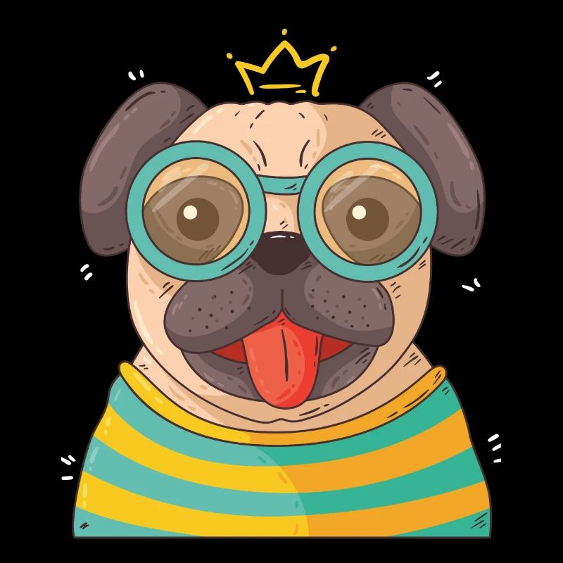 Kleiner stylischer Mops / Hund mit Brille