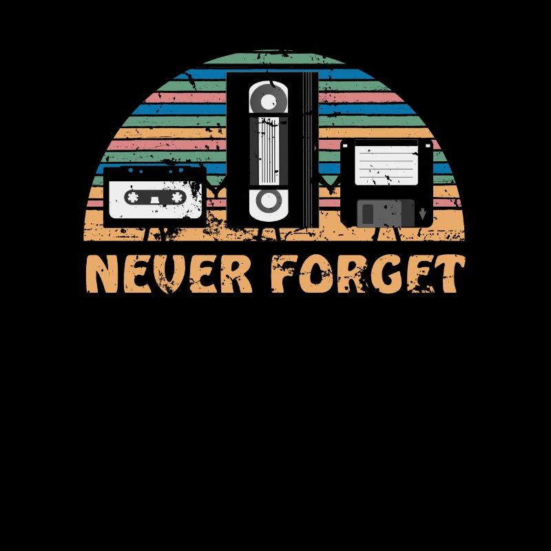 Never Forget Retro Diskette Videokassette Geschenk