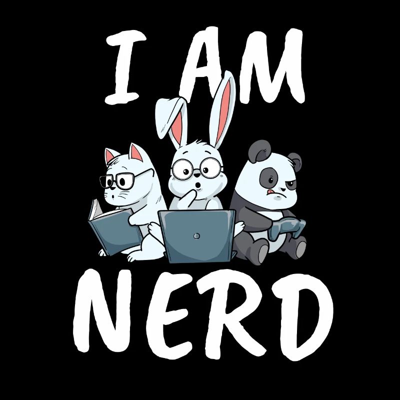 Nerd Read Video Game Internet Rabbit Cat Panda