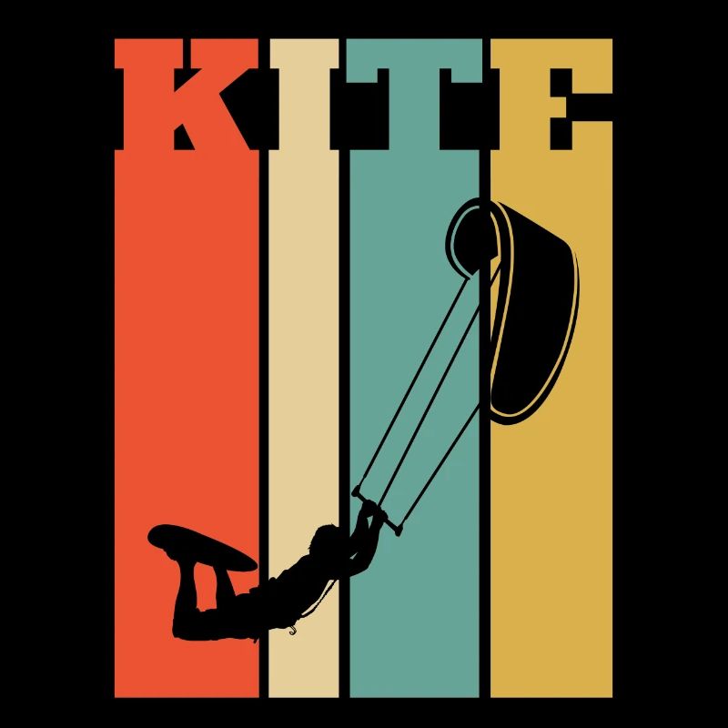 Retro Style Kiteboarder; Kiteboarding