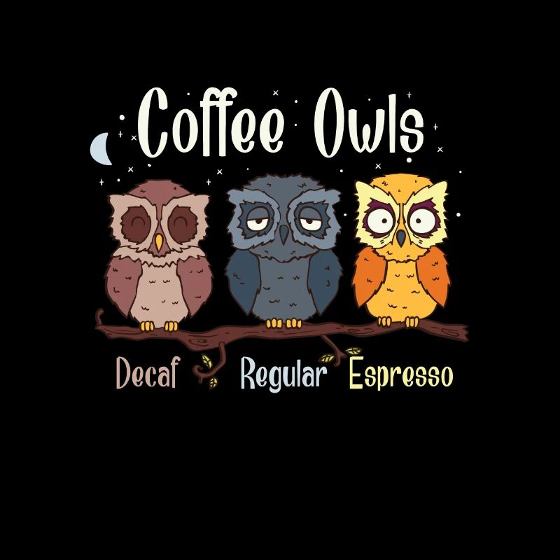 Funny Coffee Owls, coffee drinker gift