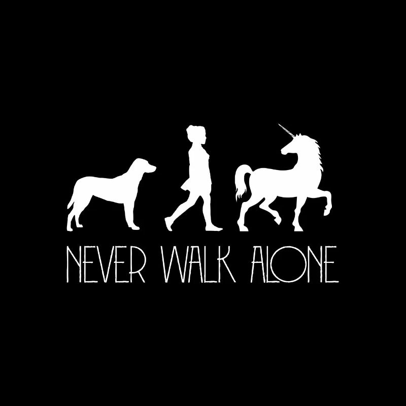 NEVER WALK ALONE Hund Mensch u Pferd bester Freund