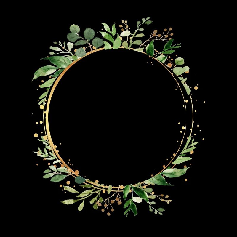 leaf_frame_round_green_gold