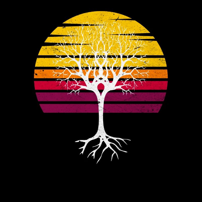 Retro Sun Tree Arbor Day