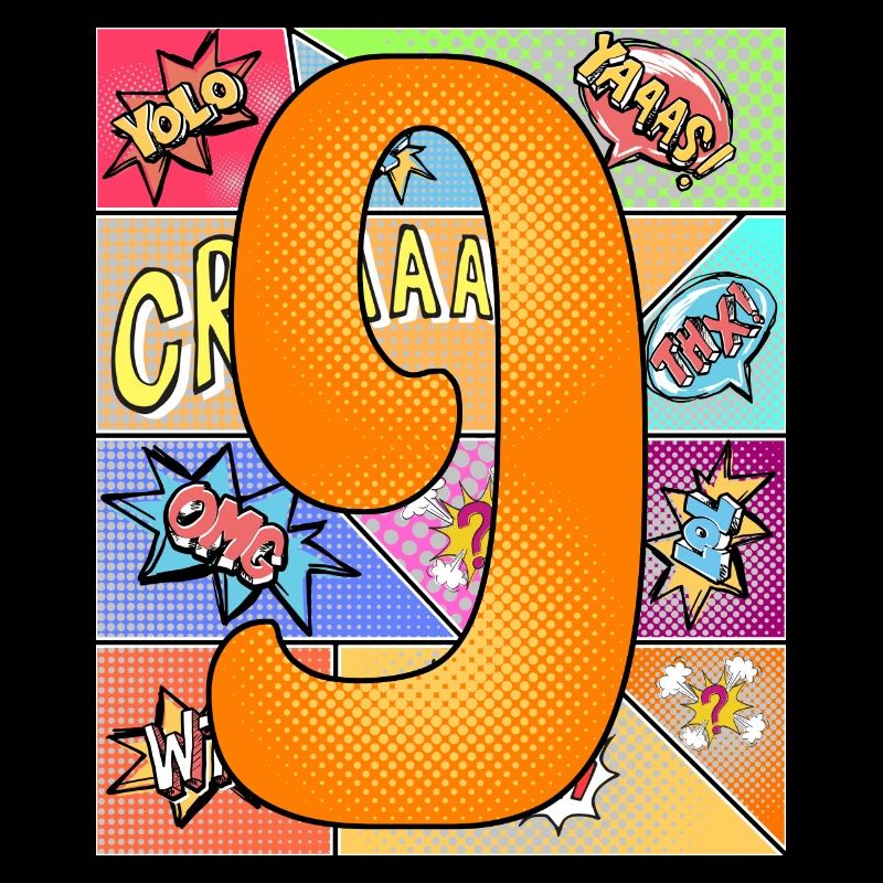 9 Years 9th Birthday 9th Birthday Comic Style