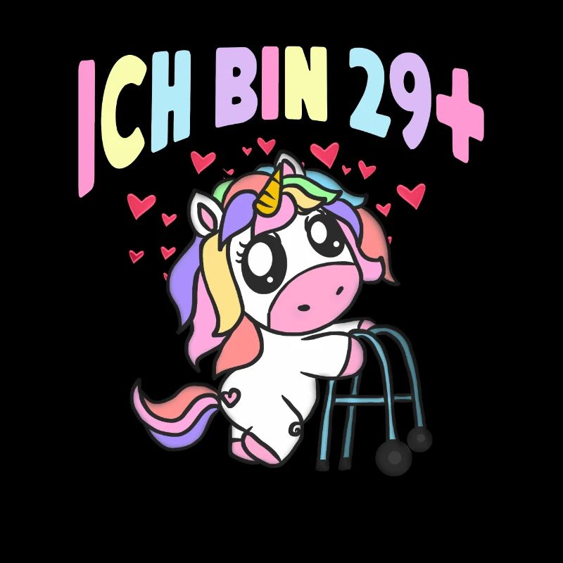 Damen Ich bin 29+ Einhorn mit Rollator Geschenk