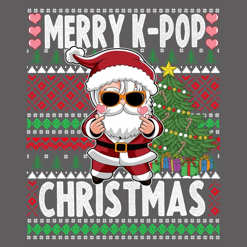 Hässlicher Weihnachtspullover Design K-Pop Weihnachtsmann