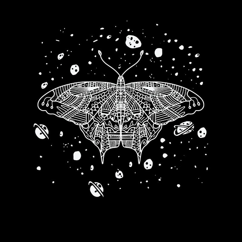 Celestial Butterfly Night Sky Line Art Galaxy