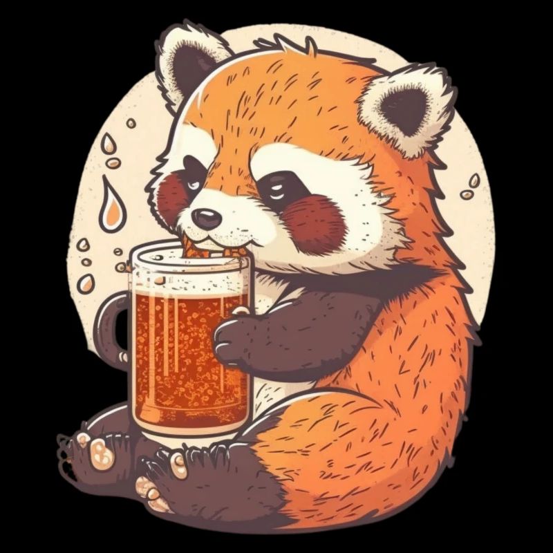 Red panda enjoying its beer