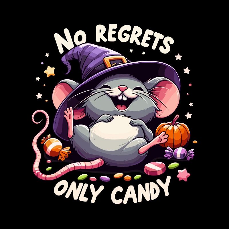 Halloween Mouse Witch Witch Hat Candy Funny Cute
