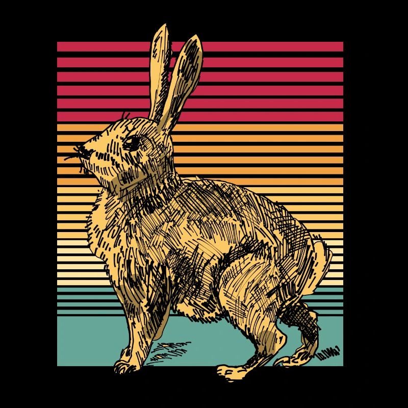 Rabbit in retro style Easter bunny rabbit animal