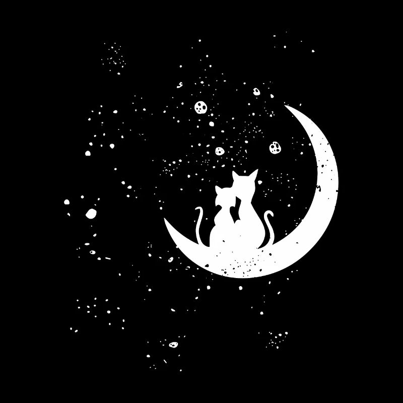 Les chats aiment la lune et la voie lactée
