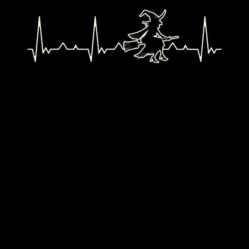 Halloween Witch Flying Broom. Corazón. Amor. Ekg.