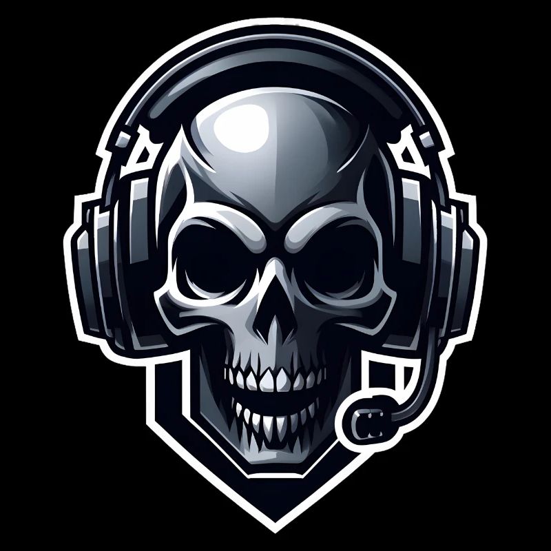 Totenkopf mit Gaming Headset