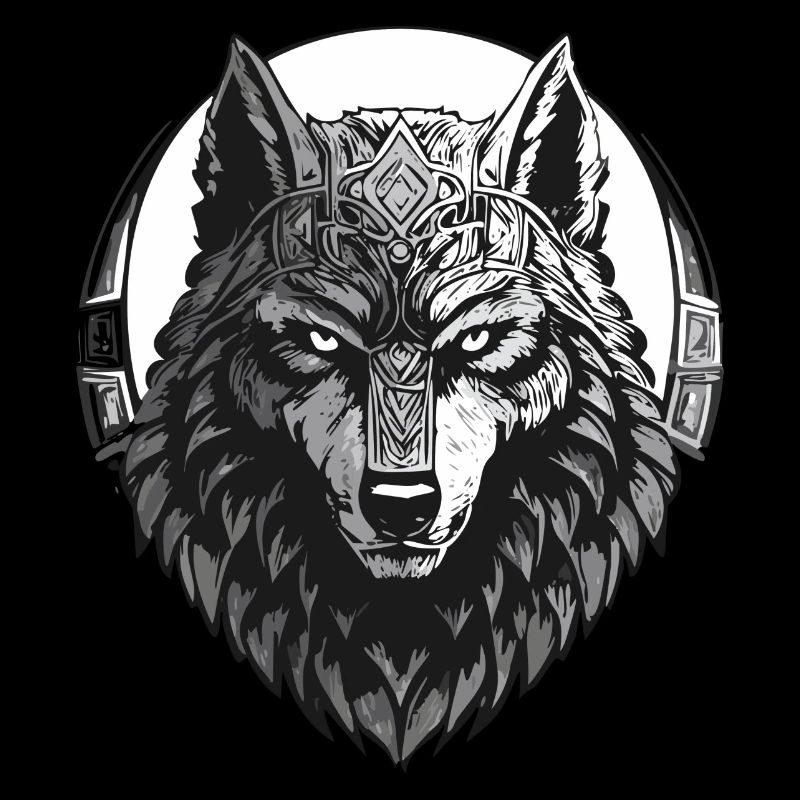 Walhalla Wolf Wölfe Odins Runen Nordischer Kompass