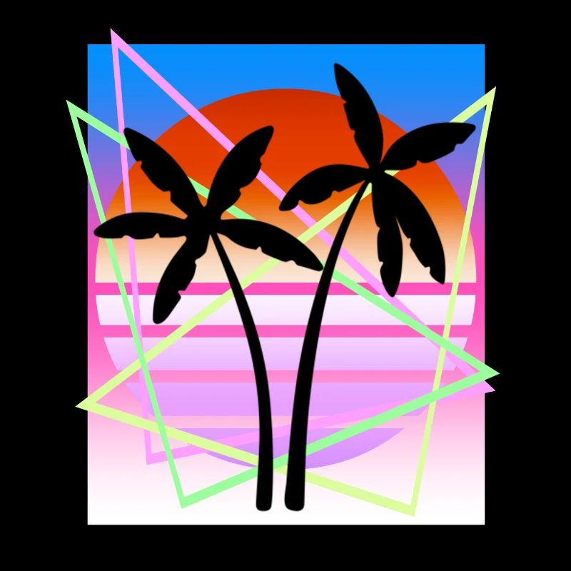 Cool Retro Palm Tree Island Vapor Wave Designs