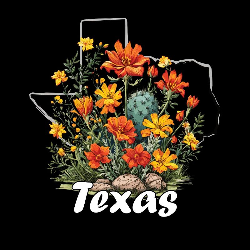 Drapeau du Texas avec printemps floral Texas