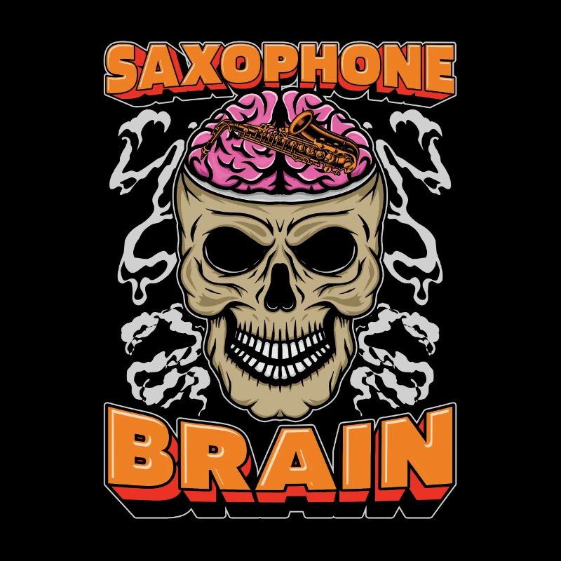 Saxophon Saxofon Schädel Saxophone Brain