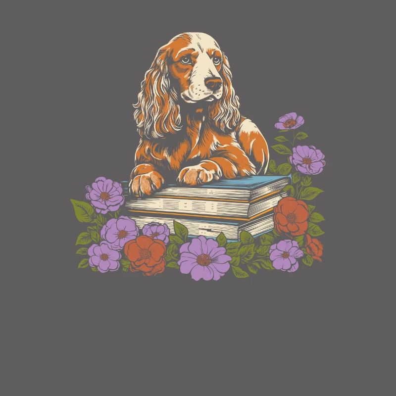 Cocker Spaniel Flower Book Reader