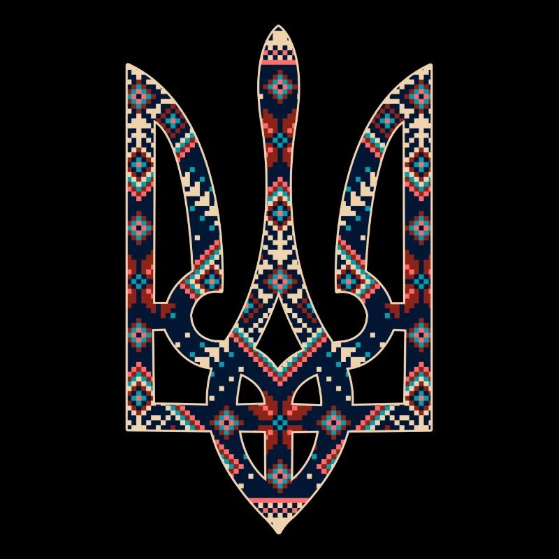 Stickerei Des Ukrainischen Emblems Dreizack