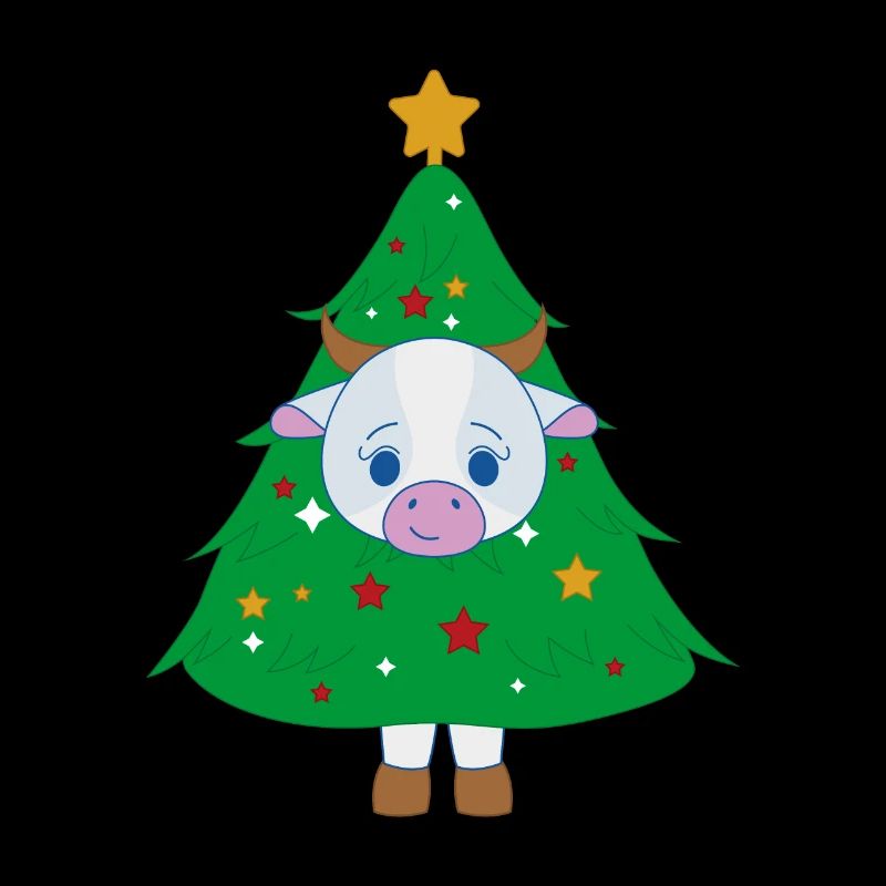 Cow dressed as a Christmas tree