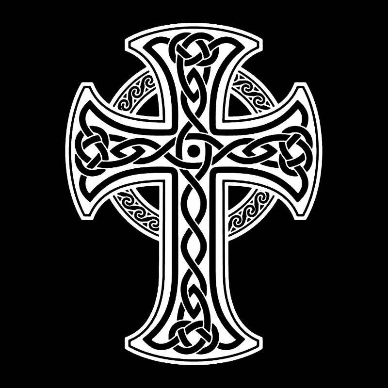 White Celtic cross with circular braid