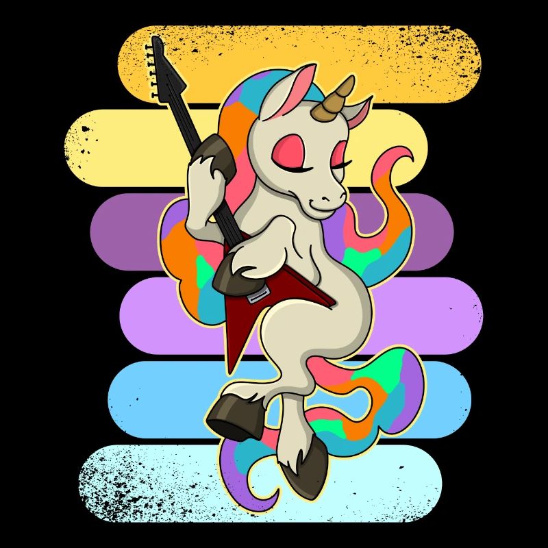Gitarre Musiker Einhorn Niedlich Regenbogen