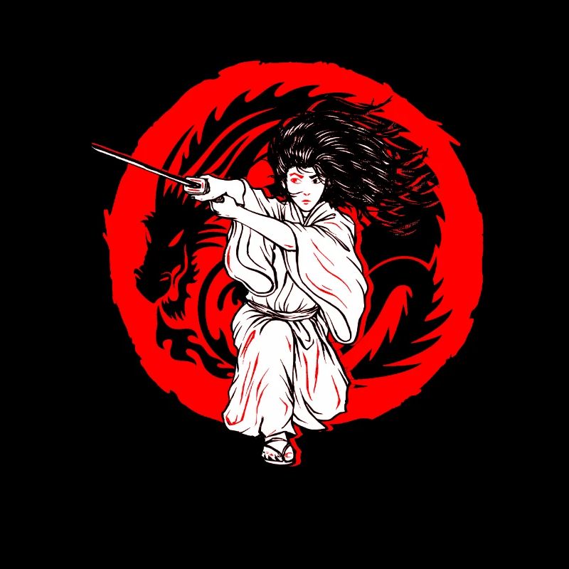 Kanji Japanisches Mädchen Drachen Ninja Samurai
