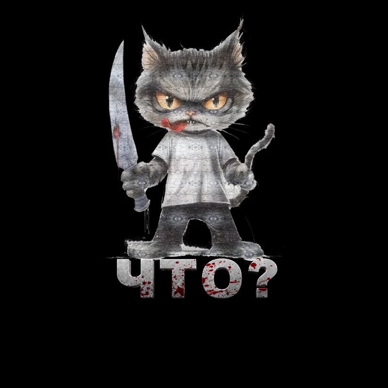 Horror Katze mit Messer Was? Что