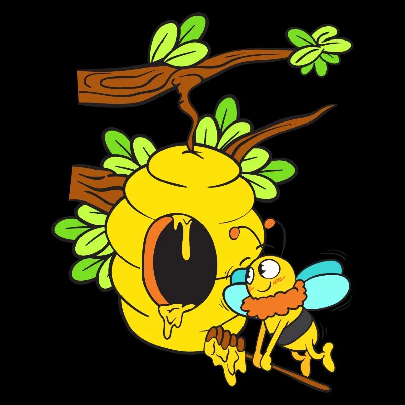 Abeille avec ruche sur la branche
