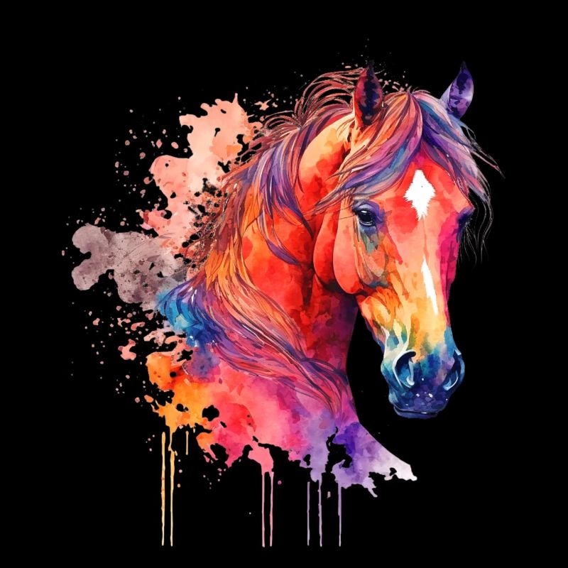 Idée passion chevaux cavalière aquarelle splash