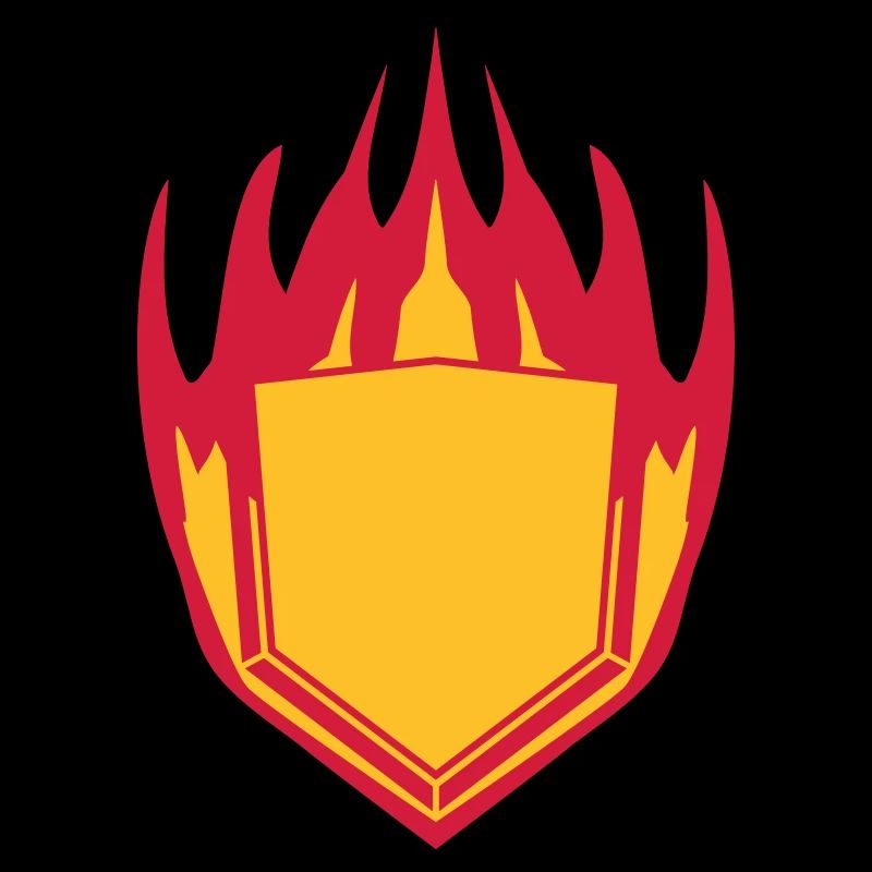 hot fire flames angular shield emblem emblem frame